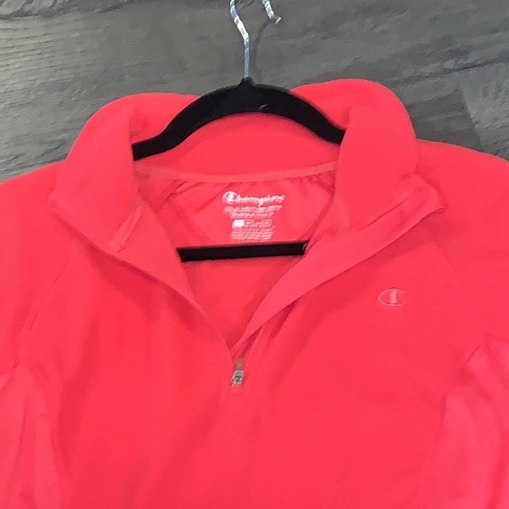 Champion Quarter Zip Soft Fleece Mock Pullover Size Medium Hot Pink - Picture 5 of 12